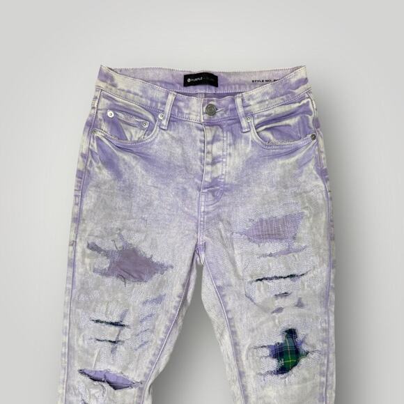 PURPLE BRAND Patch Repair Low Rise Jeans 'White' sz 28 L32 - Picture 3 of 14